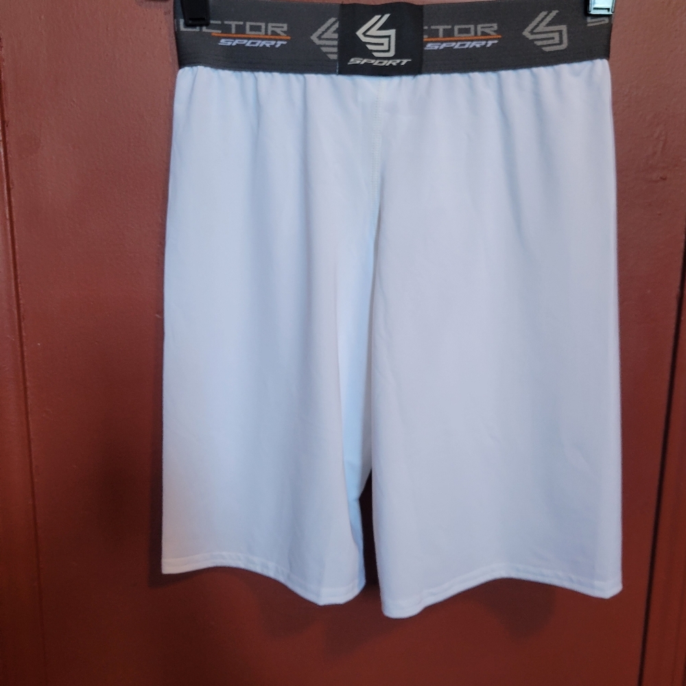 Shock Doctor Sport White Compression Shorts With  Protectove Cup Size M